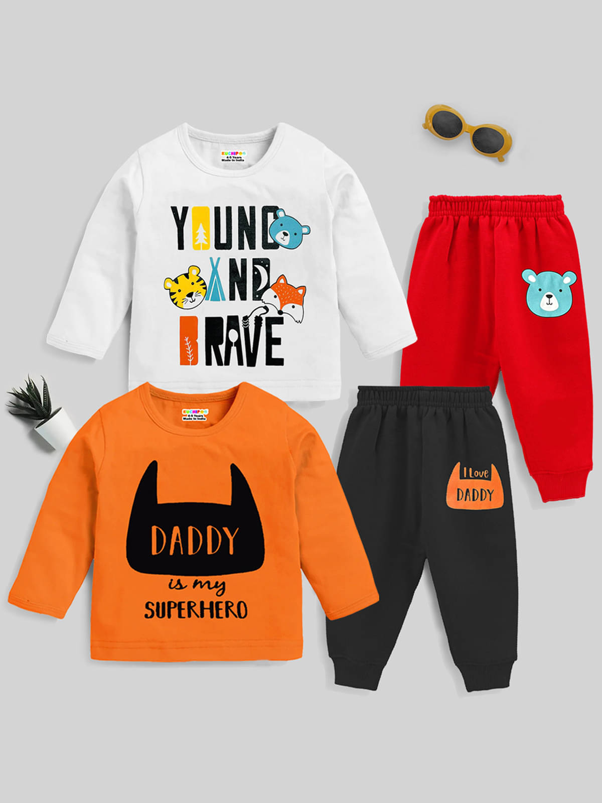     			Kuchipoo Pack of 2 Baby Boys Cotton Blend ( Multicolor 1 )