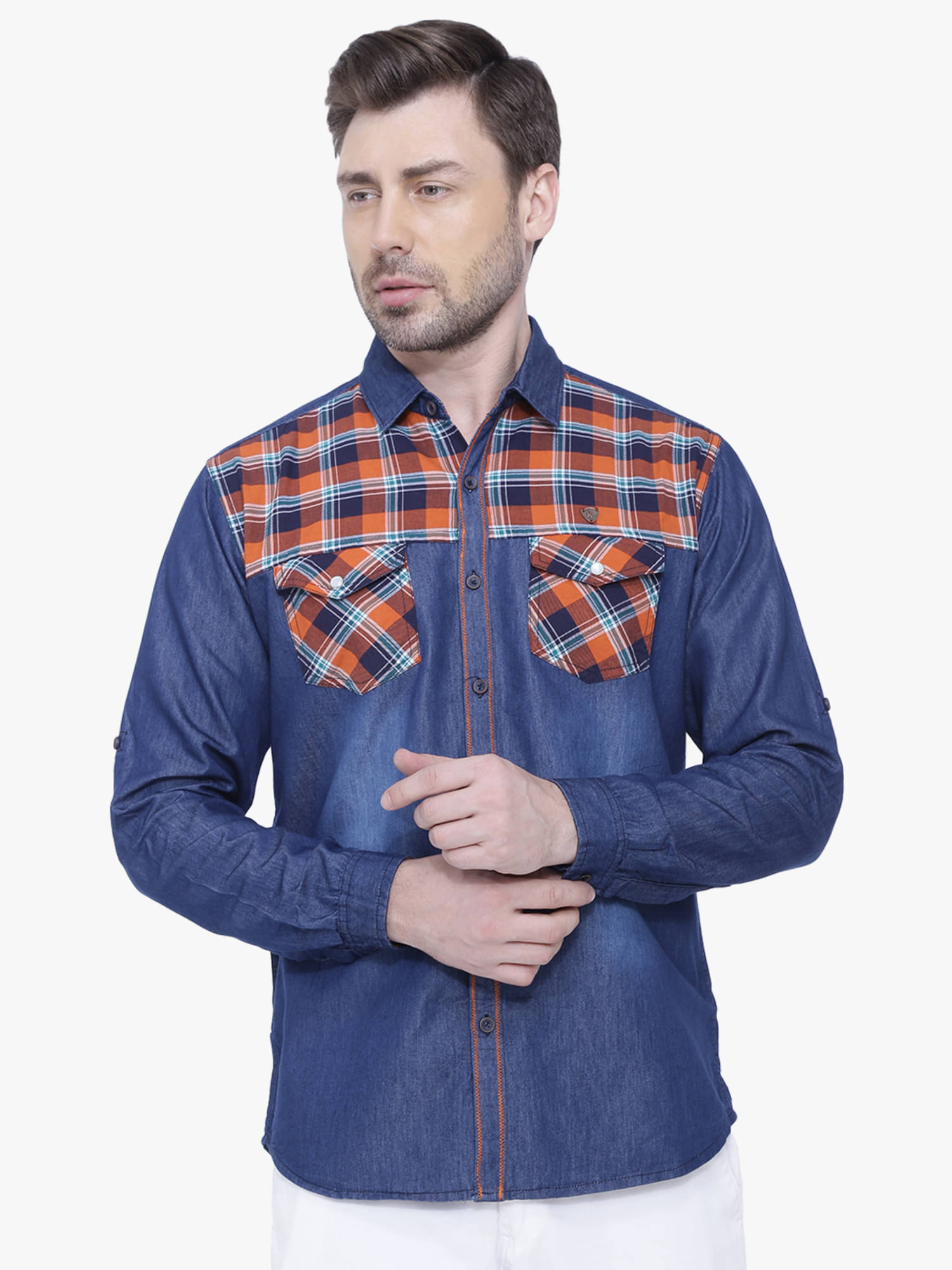     			Kuons Avenue - Orange Denim Slim Fit Men's Casual Shirt ( Pack of 1 )