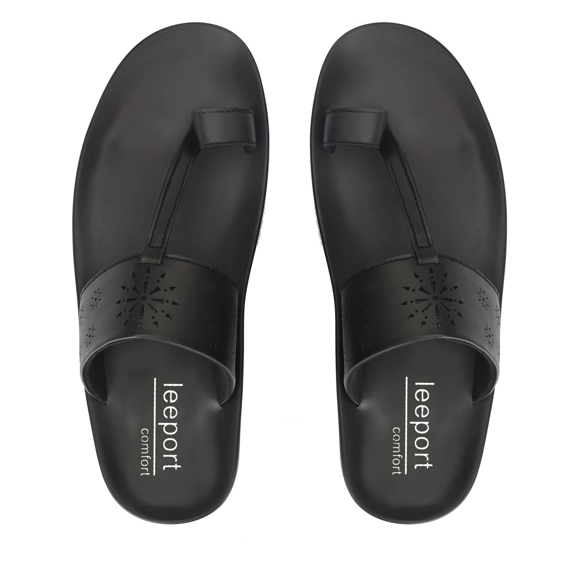     			Leeport - Black Men's Leather Slipper