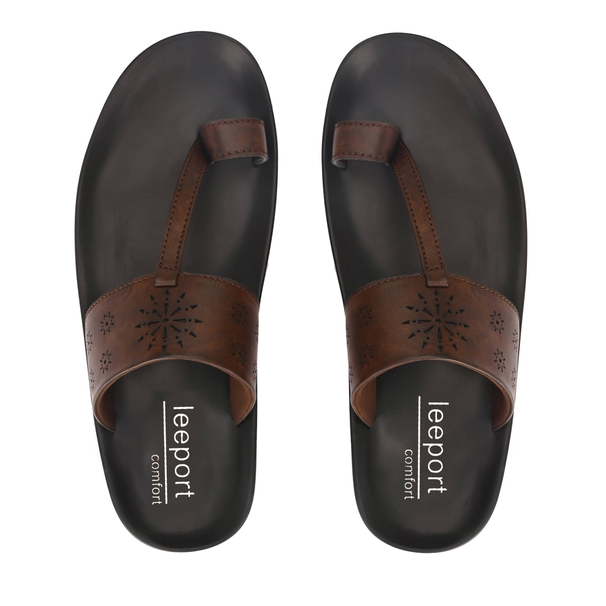    			Leeport - Brown Men's Leather Slipper