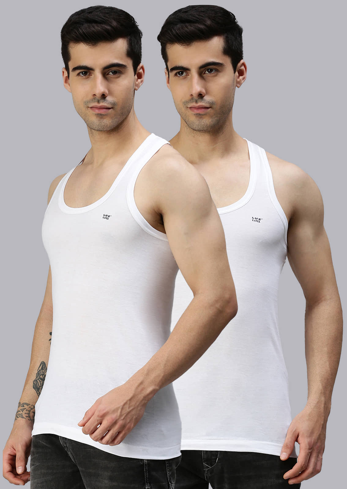 Pack of 2 Lux Cozi - White Cotton Men's Vest - Nightwear & Loungewear | Buy online on ZillyBuy