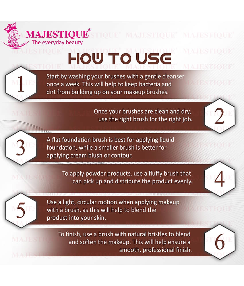 Majestique Professional Eye Makeup Brush Set Concealer, Blush And Eye Shadow For Women And Girls