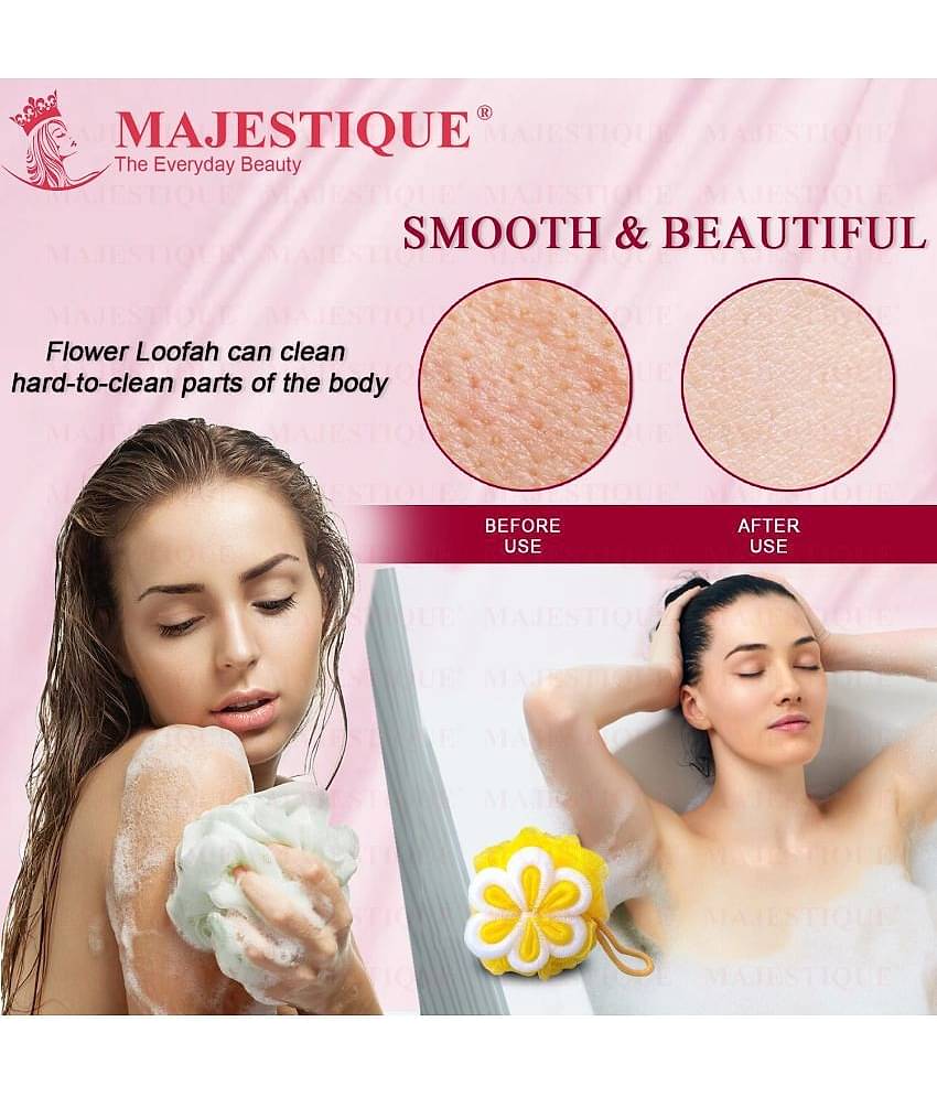 Majestique Cleanse Flower Loofah for Body Scrubber Shower Essential Skin Care - Color May Vary