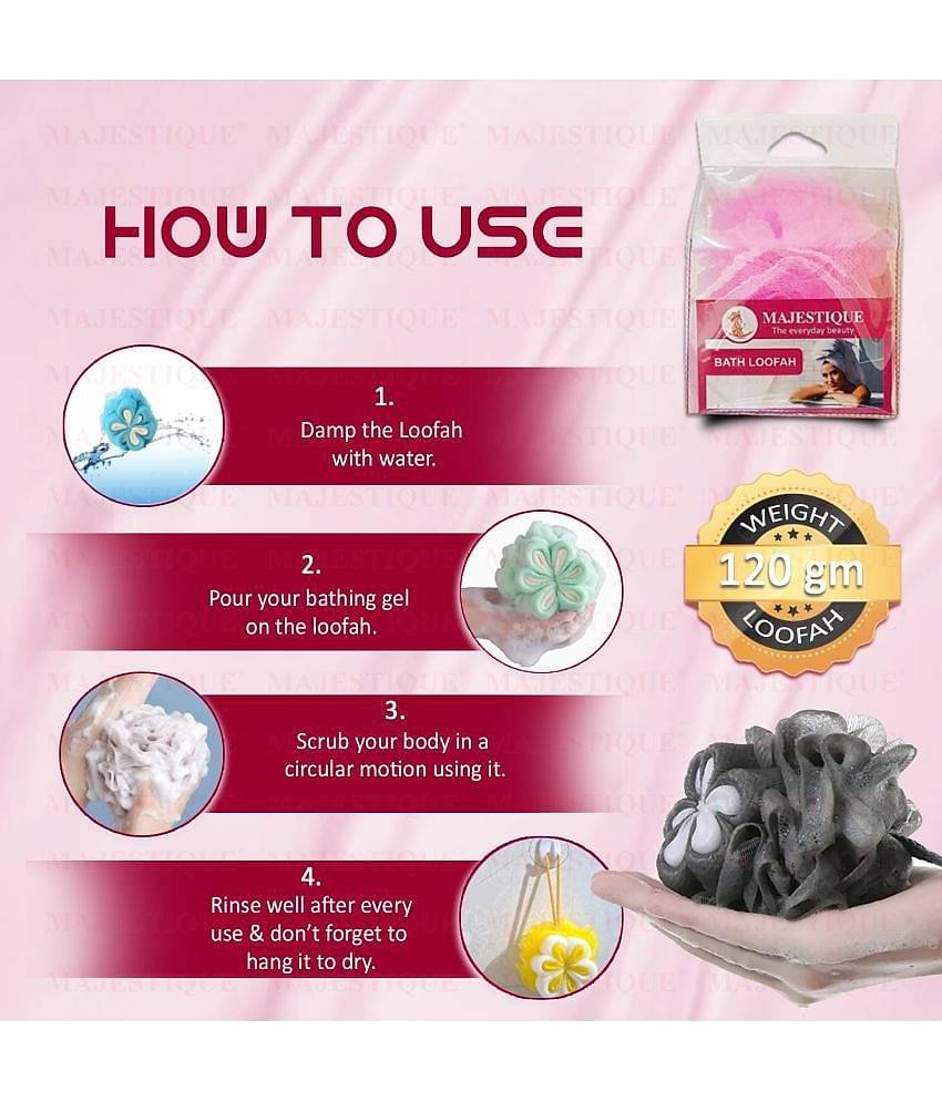 Majestique Cleanse Flower Loofah for Body Scrubber Shower Essential Skin Care - Color May Vary