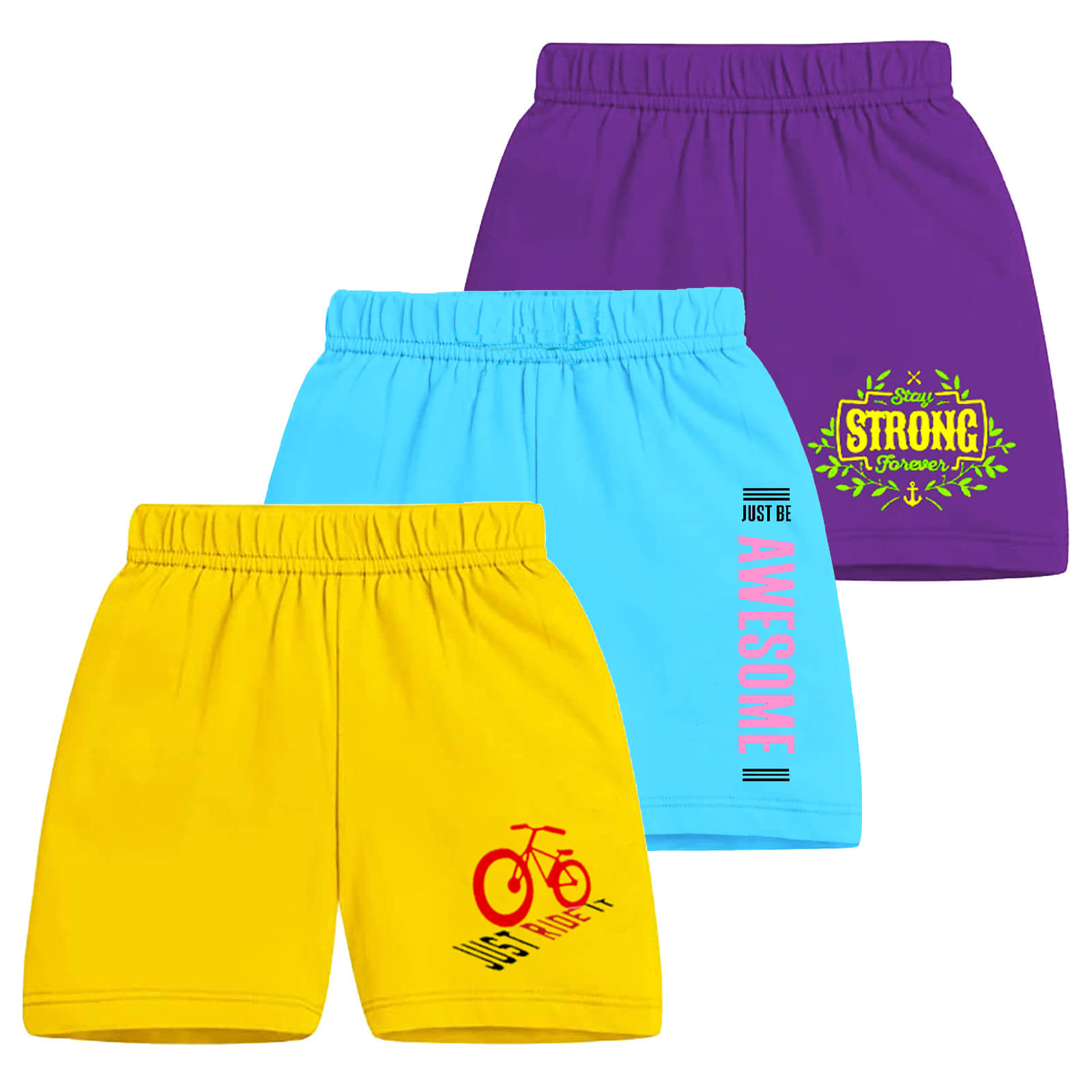 MIST N FOGG Pack of 3 Cotton Shorts For Boys ( Multicolor ) - Shorts | Buy online on ZillyBuy