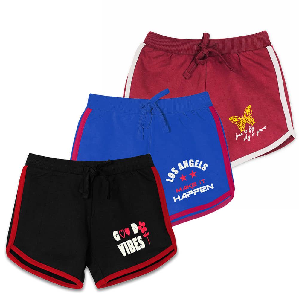 MIST N FOGG Pack of 3 Girls Cotton Blend Cycling Shorts ( Multicolor ) - Shorts | Buy online on ZillyBuy