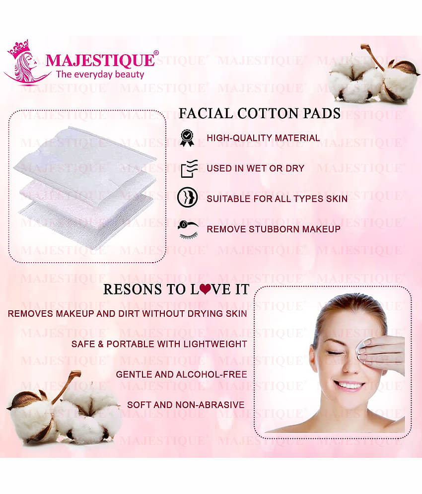 Majestique 250Pcs Soft Touch Facial Cotton Pads Makeup Remover Wipes For Cleansing