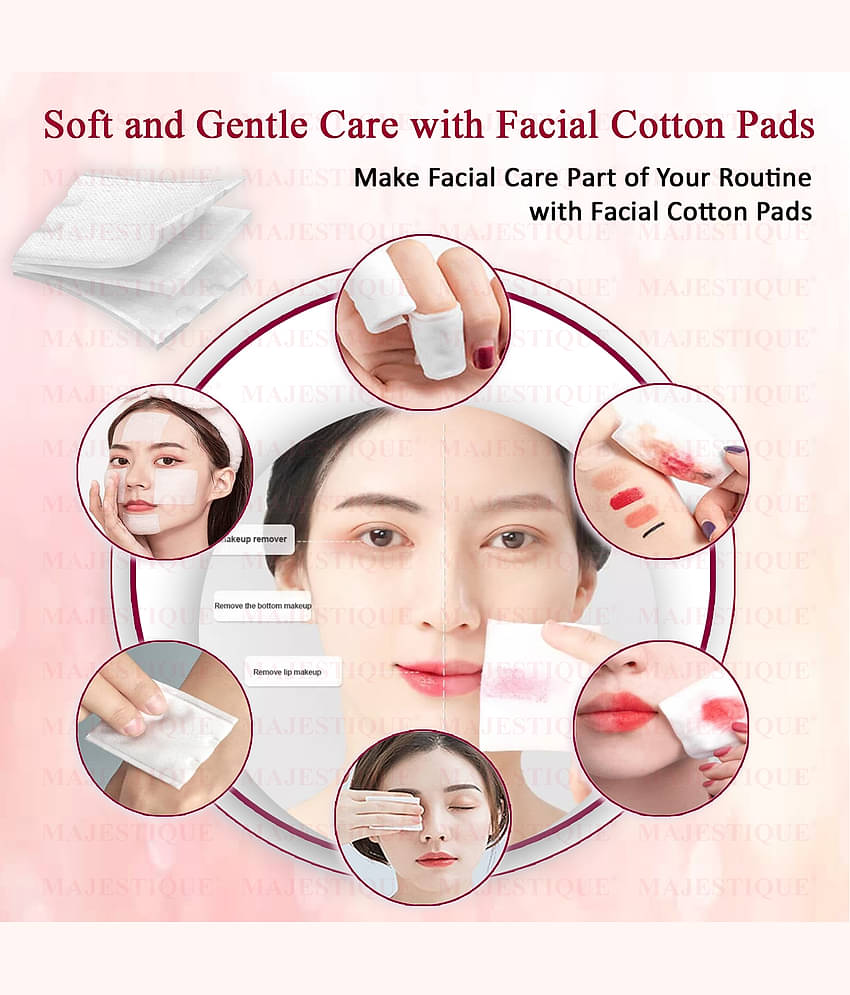 Majestique 250Pcs Soft Touch Facial Cotton Pads Makeup Remover Wipes For Cleansing