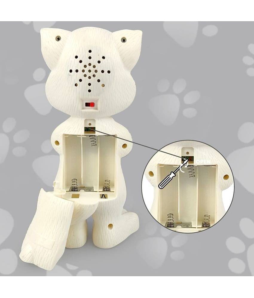 NHR Intelligent Talking Tom Cat, Speaking Robot Cat Repeats What You Say, Touch Recording Rhymes and Songs, Musical Cat Toy for Kids (3+ Years, White)