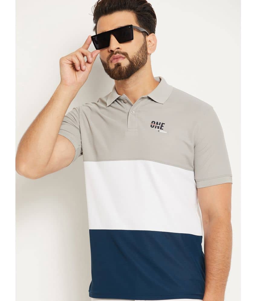 OGEN Pack of 1 Cotton Blend Regular Fit Colorblock Half Sleeves Men's Polo T Shirt ( Grey )