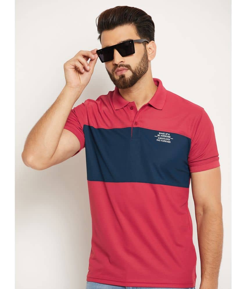OGEN Pack of 1 Cotton Blend Regular Fit Colorblock Half Sleeves Men's Polo T Shirt ( Blue )