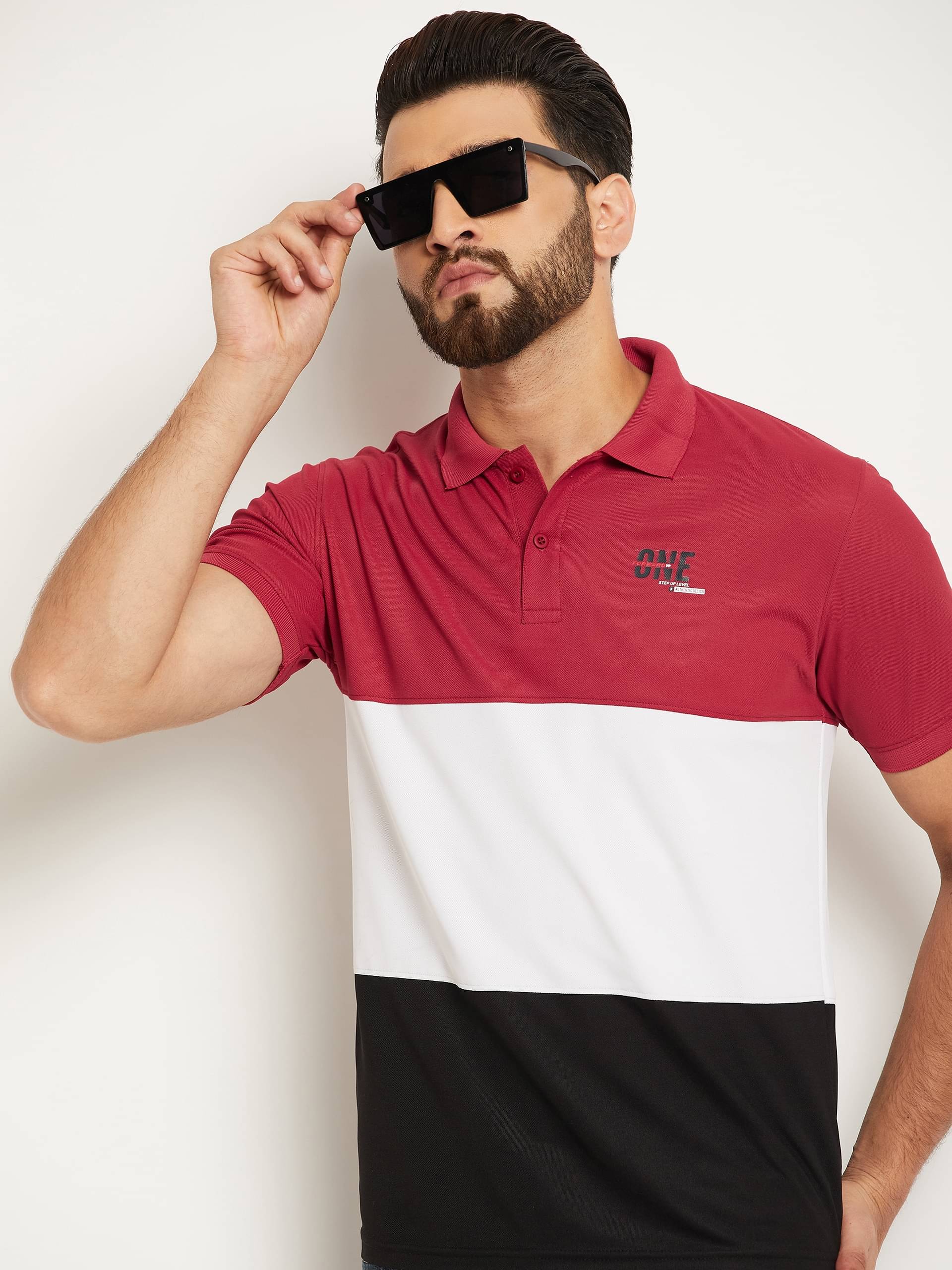 OGEN Pack of 1 Cotton Blend Regular Fit Colorblock Half Sleeves Men's Polo T Shirt ( Maroon ) OGEN Pack of 1 Cotton Blend Regular Fit Colorblock Half Sleeves Men's Polo T Shirt ( Maroon )