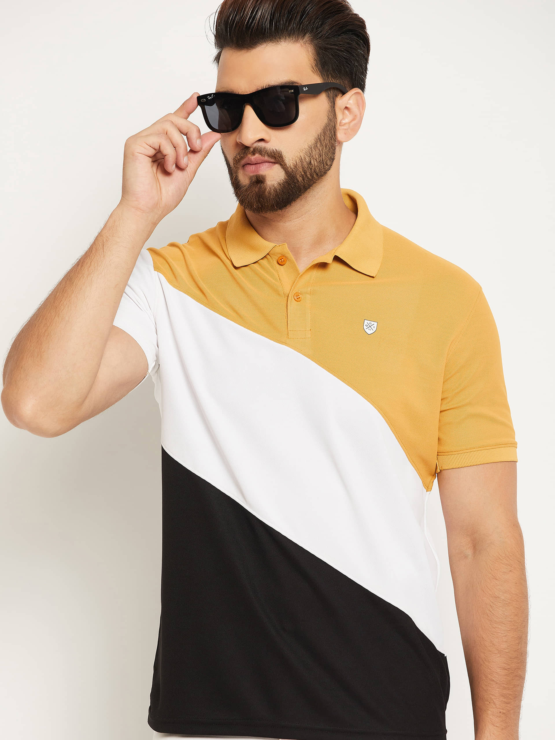 OGEN Pack of 1 Cotton Blend Regular Fit Colorblock Half Sleeves Men's Polo T Shirt ( Maroon )