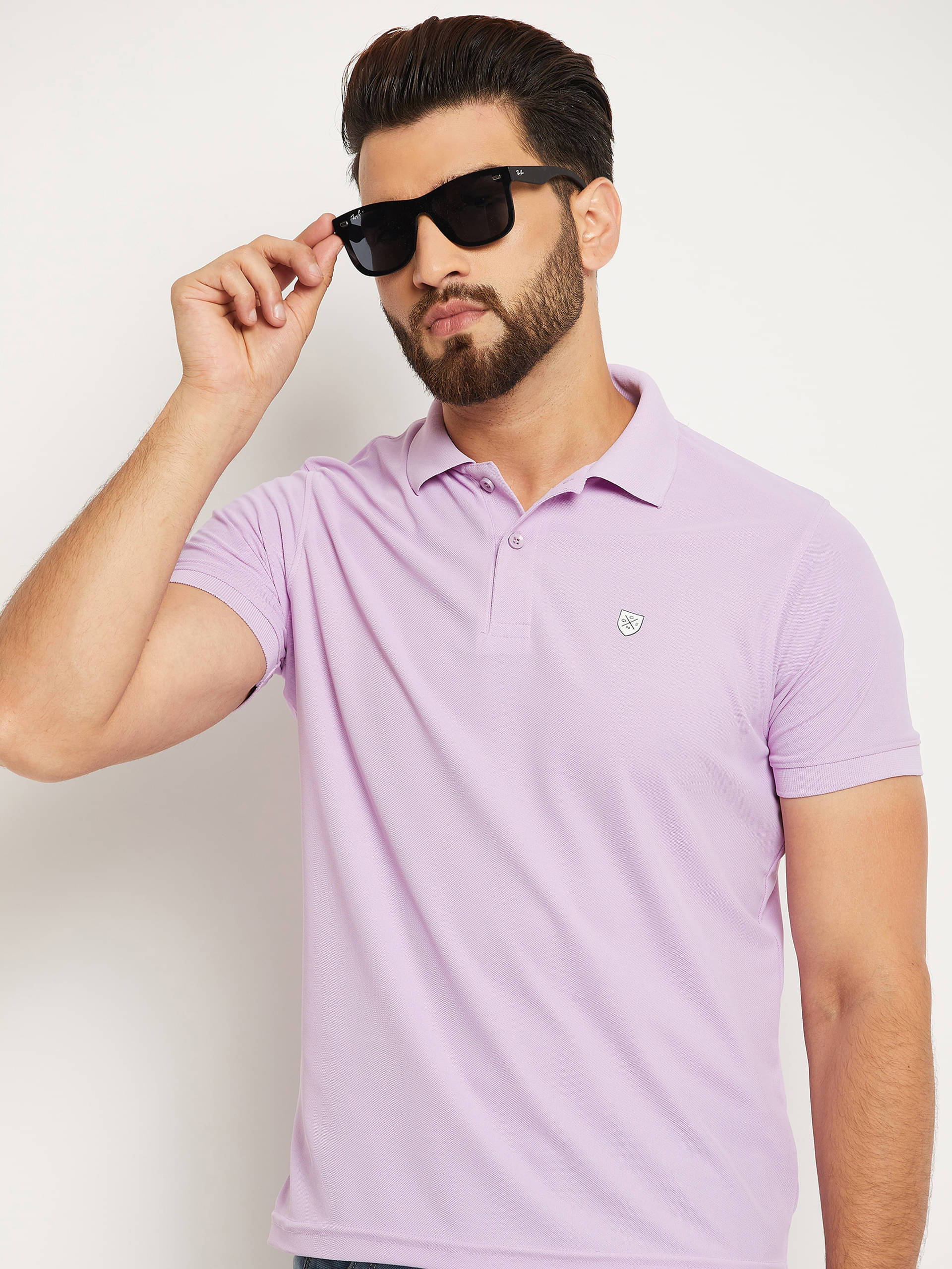     			OGEN Pack of 1 Cotton Blend Regular Fit Solid Half Sleeves Men's Polo T Shirt ( Purple )