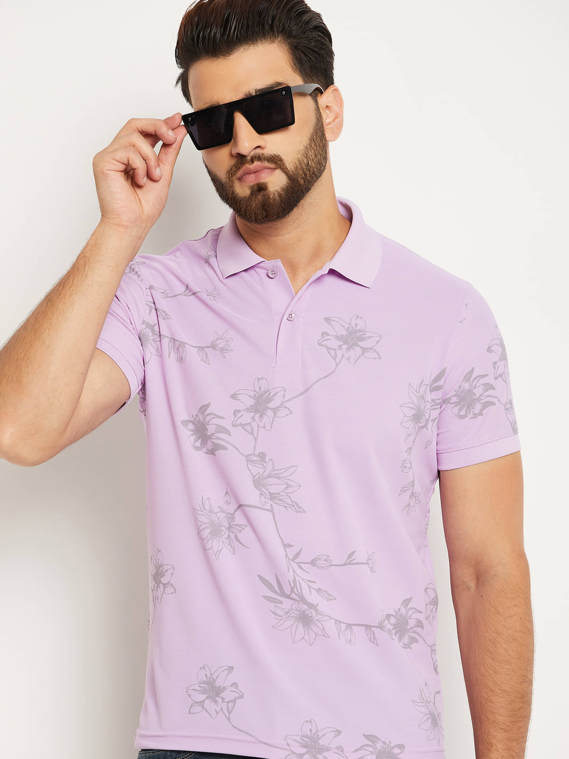 OGEN Pack of 1 Cotton Blend Regular Fit Printed Half Sleeves Men's Polo T Shirt ( Purple )     			OGEN Pack of 1 Cotton Blend Regular Fit Printed Half Sleeves Men's Polo T Shirt ( Purple )