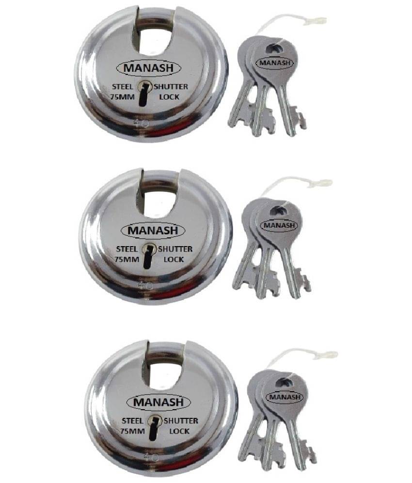 ONMAX Steel Regular Shutter Round Lock, 75mm, 7 Levers with Heavy and good Quality For Home, office and shop (SRSL75N) ONMAX Steel Regular Shutter Round Lock, 75mm, 7 Levers with Heavy and good Quality For Home, office and shop (SRSL75N)