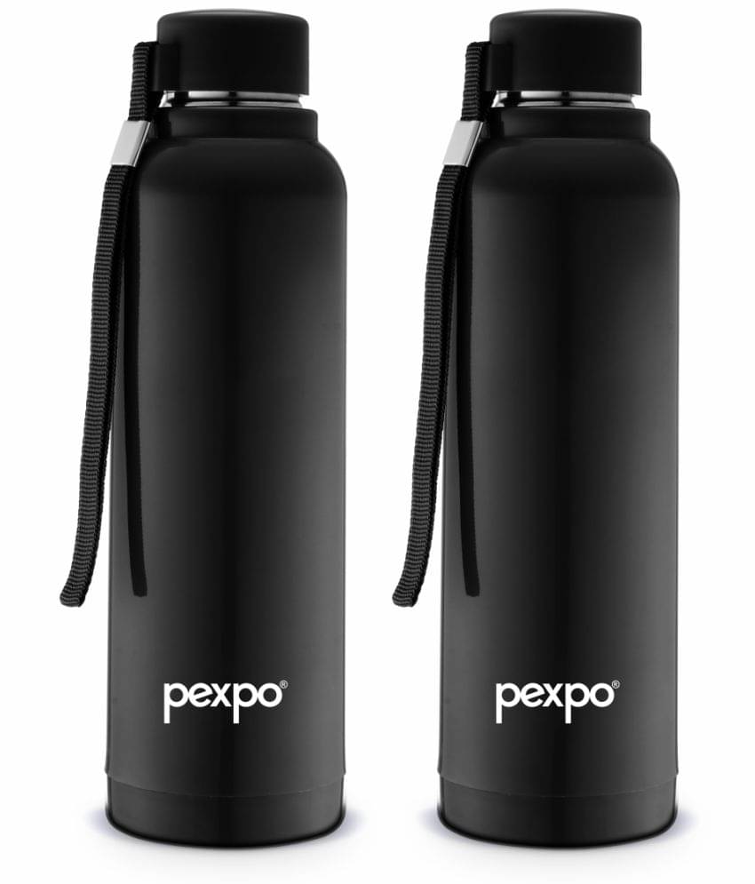     			Pexpo - STEREO 900 PUF INSULATED STAINLESS STEEL BOTTLE Black Water Bottle 700 ml mL ( Set of 2 )