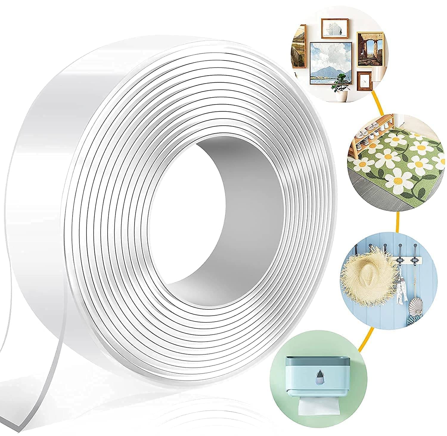    			SHB 3 Meter Double Sided Tape - Adhesive Silicone Tape, Heavy Duty, Heat Resistant, Multi-Functional, Removable, Washable, Reusable Anti-Slip Gel Nano Grip Tape (2 MM)