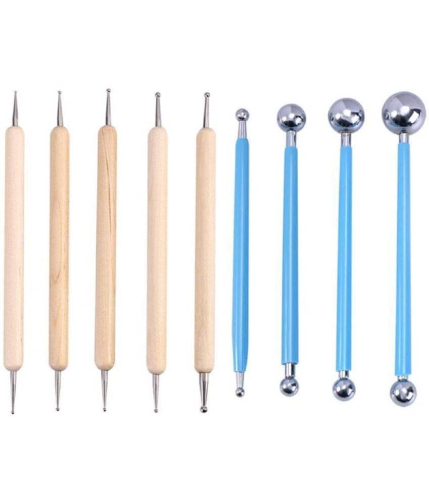 SHB 9 Piece Ball and Wooden Dotting Tool Set Embossing Stylus for Clay Pottery Ceramic Nail Art and Polymer Clay SHB 9 Piece Ball and Wooden Dotting Tool Set Embossing Stylus for Clay Pottery Ceramic Nail Art and Polymer Clay