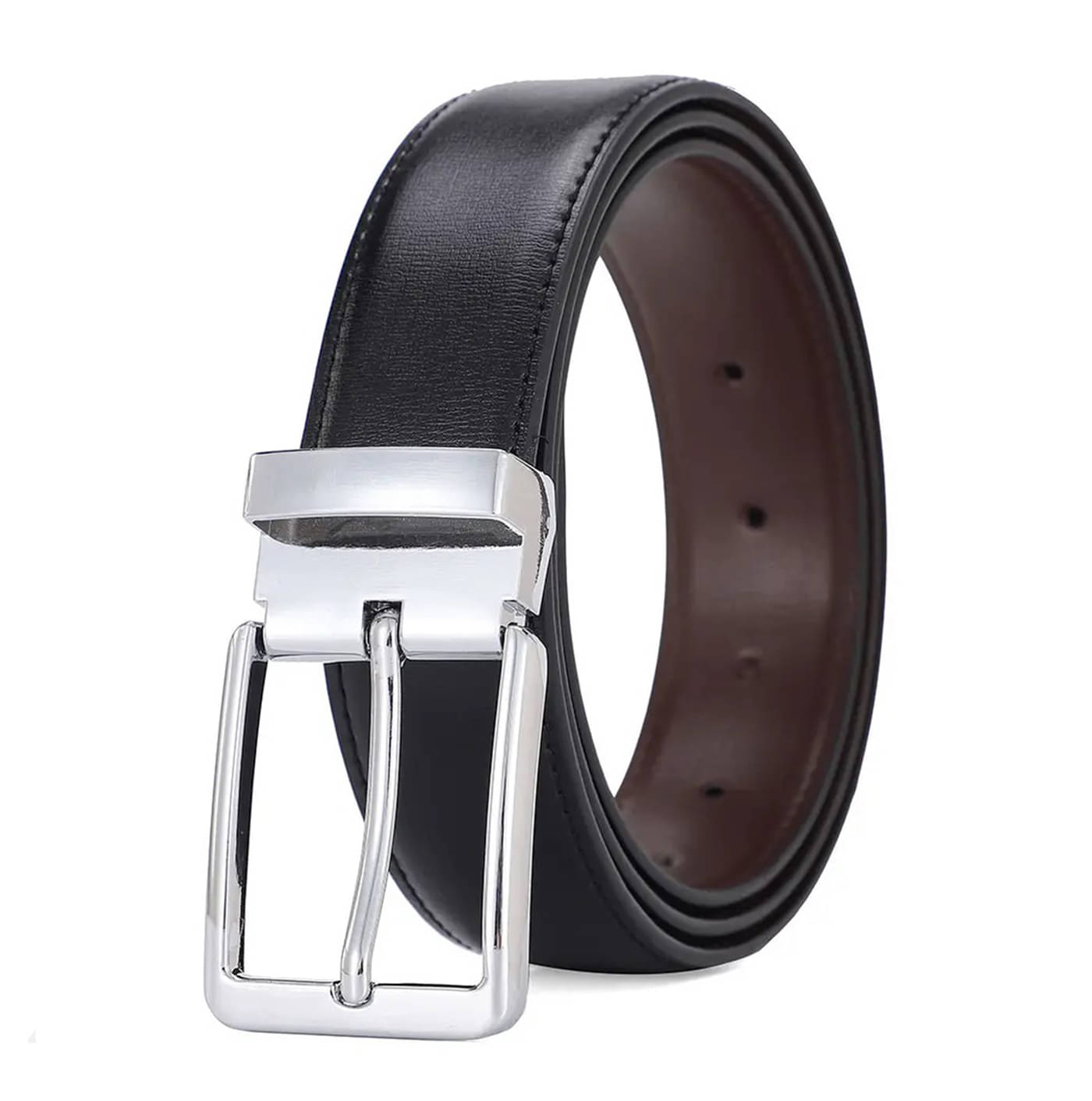     			SILKSHOPPING - Black Faux Leather Men's Formal Belt ( Pack of 1 )
