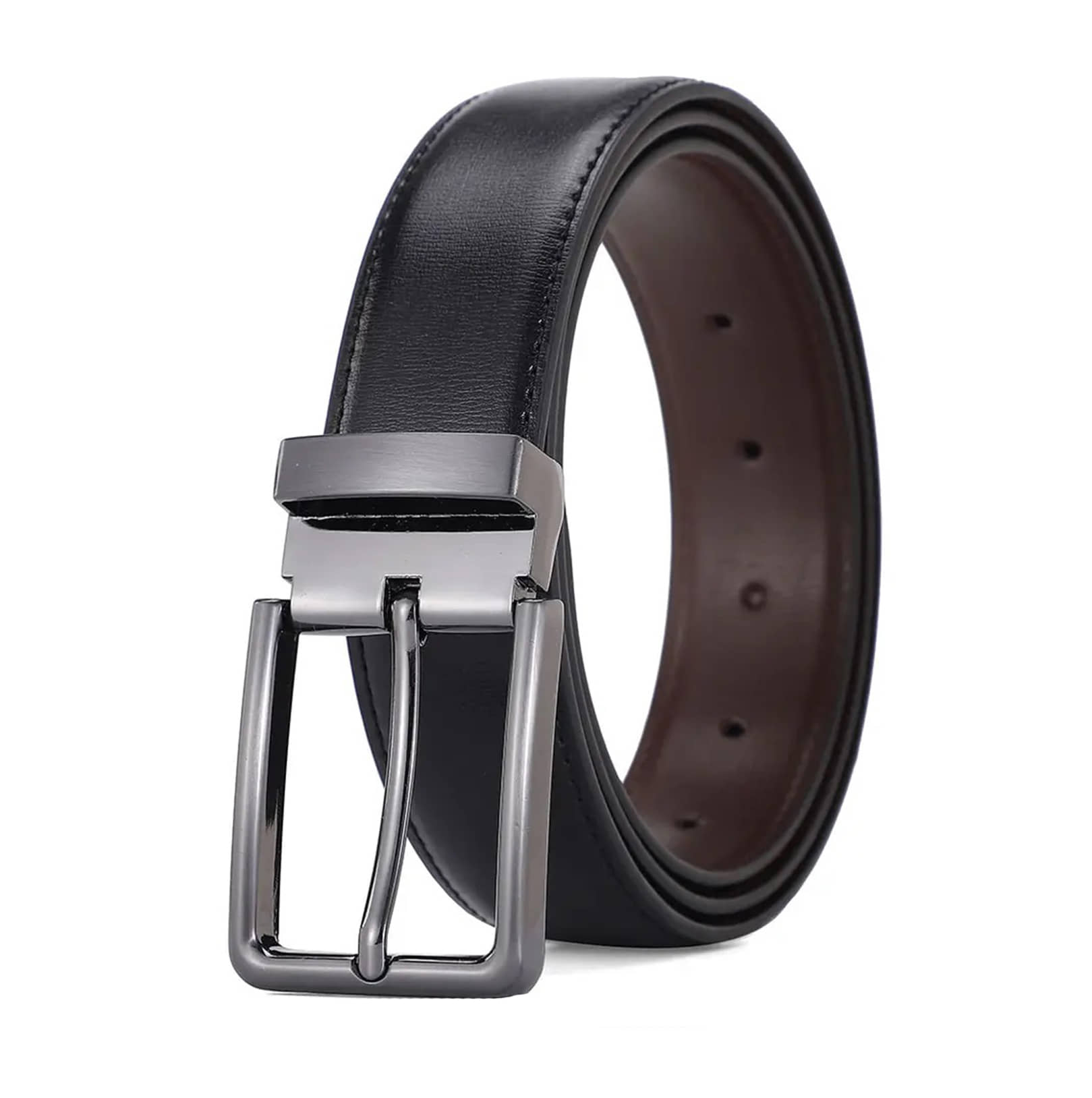 SILKSHOPPING - Black Faux Leather Men's Formal Belt ( Pack of 1 )