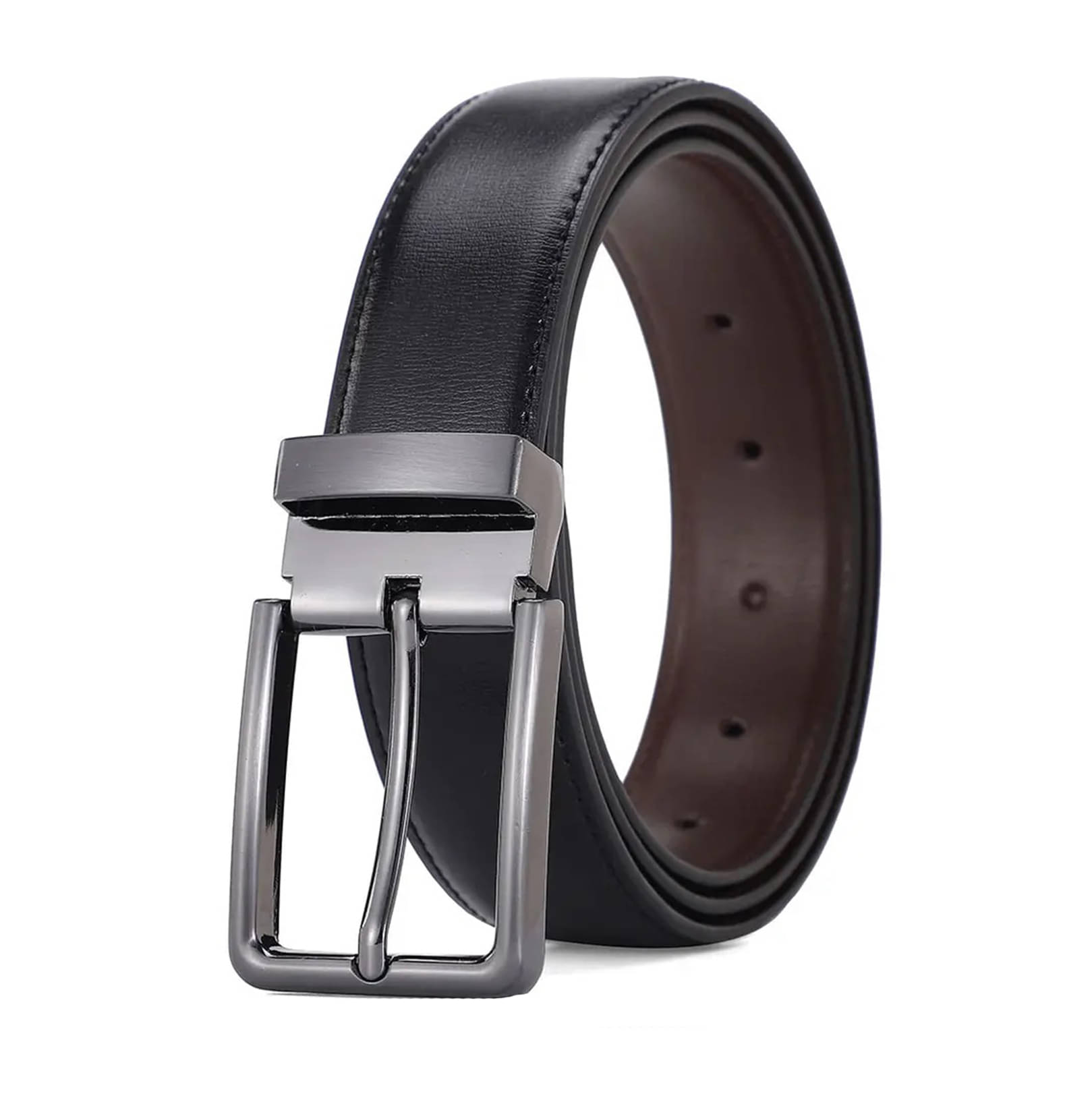 SILKSHOPPING - Black Faux Leather Men's Formal Belt ( Pack of 1 ) SILKSHOPPING - Black Faux Leather Men's Formal Belt ( Pack of 1 )