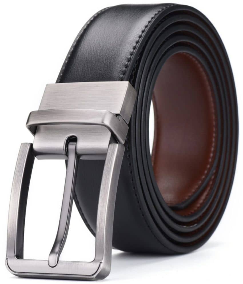 SILKSHOPPING - Black Faux Leather Men's Formal Belt ( Pack of 1 )