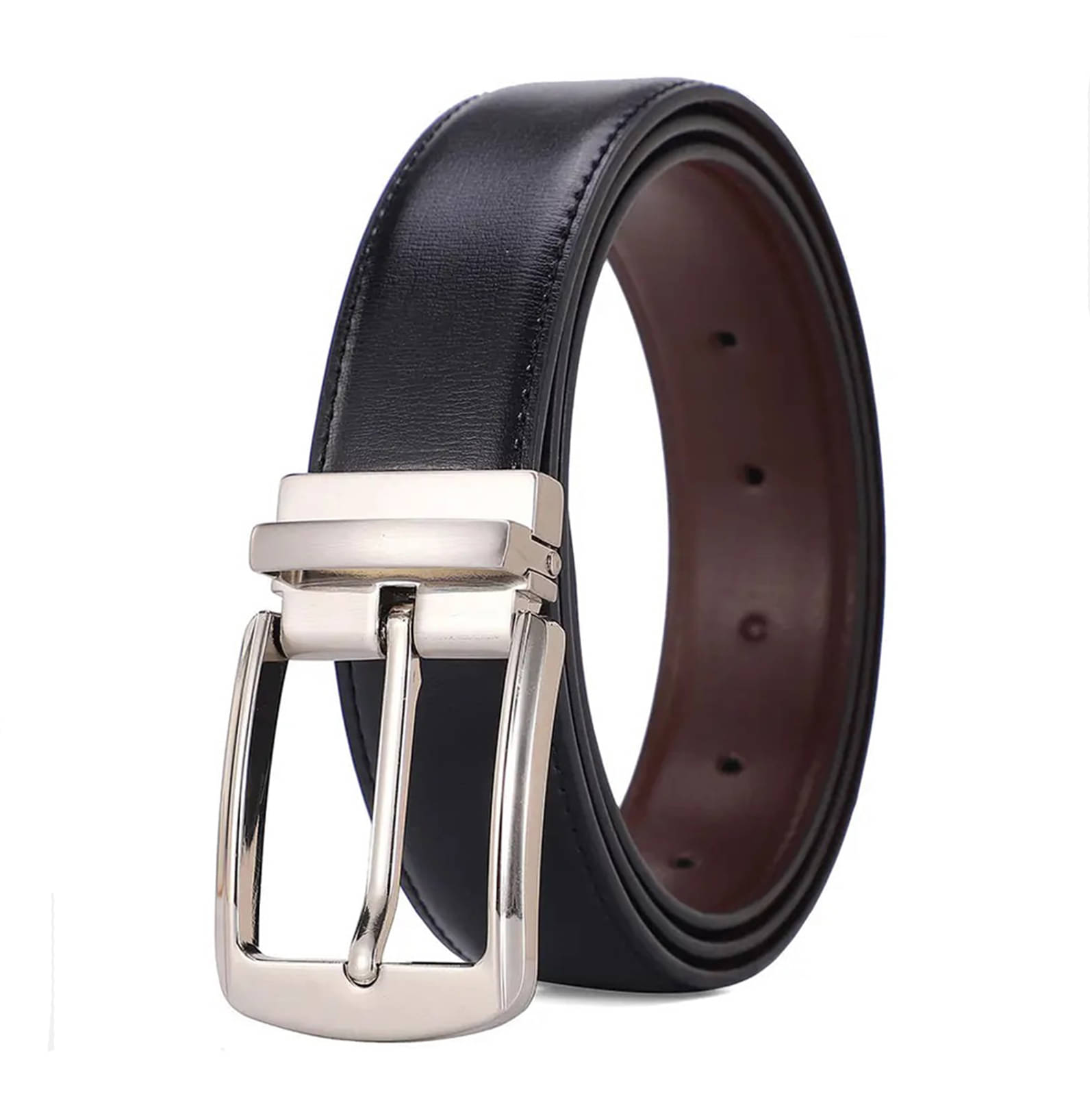     			SILKSHOPPING - Black Faux Leather Men's Formal Belt ( Pack of 1 )