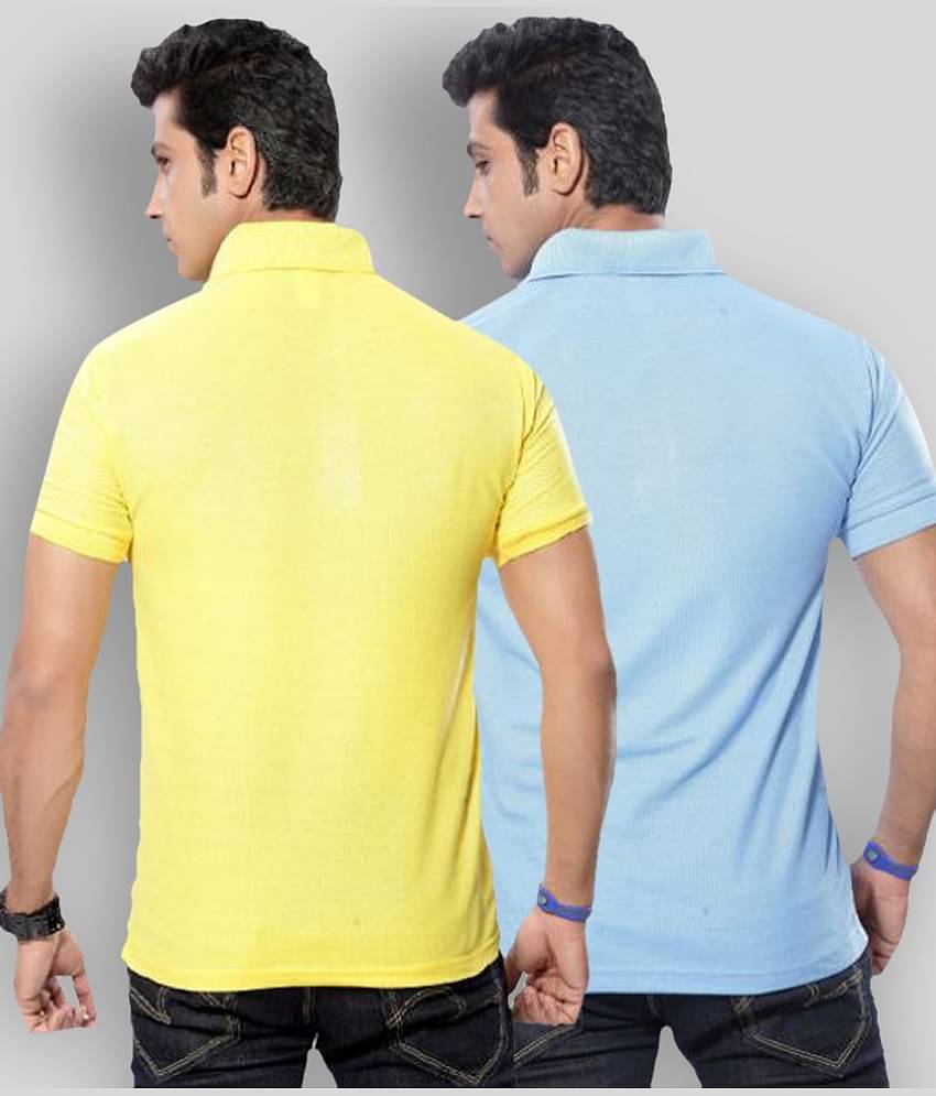 SKYRISE Pack of 2 Cotton Blend Slim Fit Solid Half Sleeves Men's Polo T Shirt ( Multicolor )