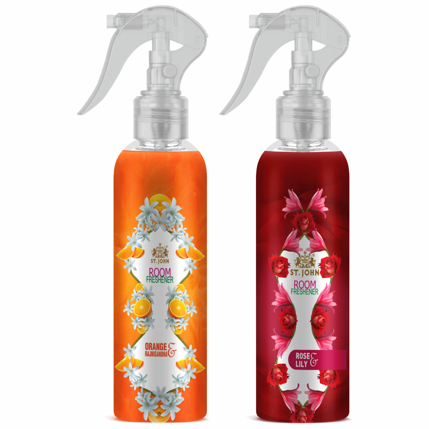     			ST.JOHN Rose & Orange Rajnigandha Room Freshener For Home & Office 250ml Each (500ml) - Pack of 2
