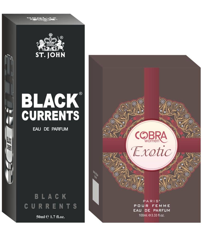 St. John - Black Current 50ml & Cobra Exotic 100ml Perfume Eau De Parfum (EDP) For Unisex 150ml ( Pack of 2 )