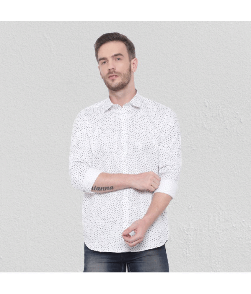 leeway - White Cotton Blend Slim Fit Men's Casual Shirt ( Pack of 1 )