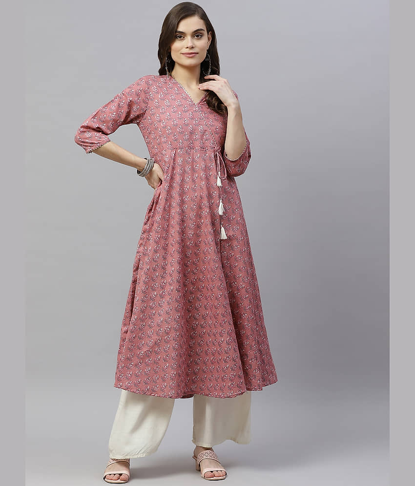 miravan - Pink Cotton Women's Angrakha Kurti ( Pack of 1 ) - Kurtis, Tunics | Buy online on ZillyBuy