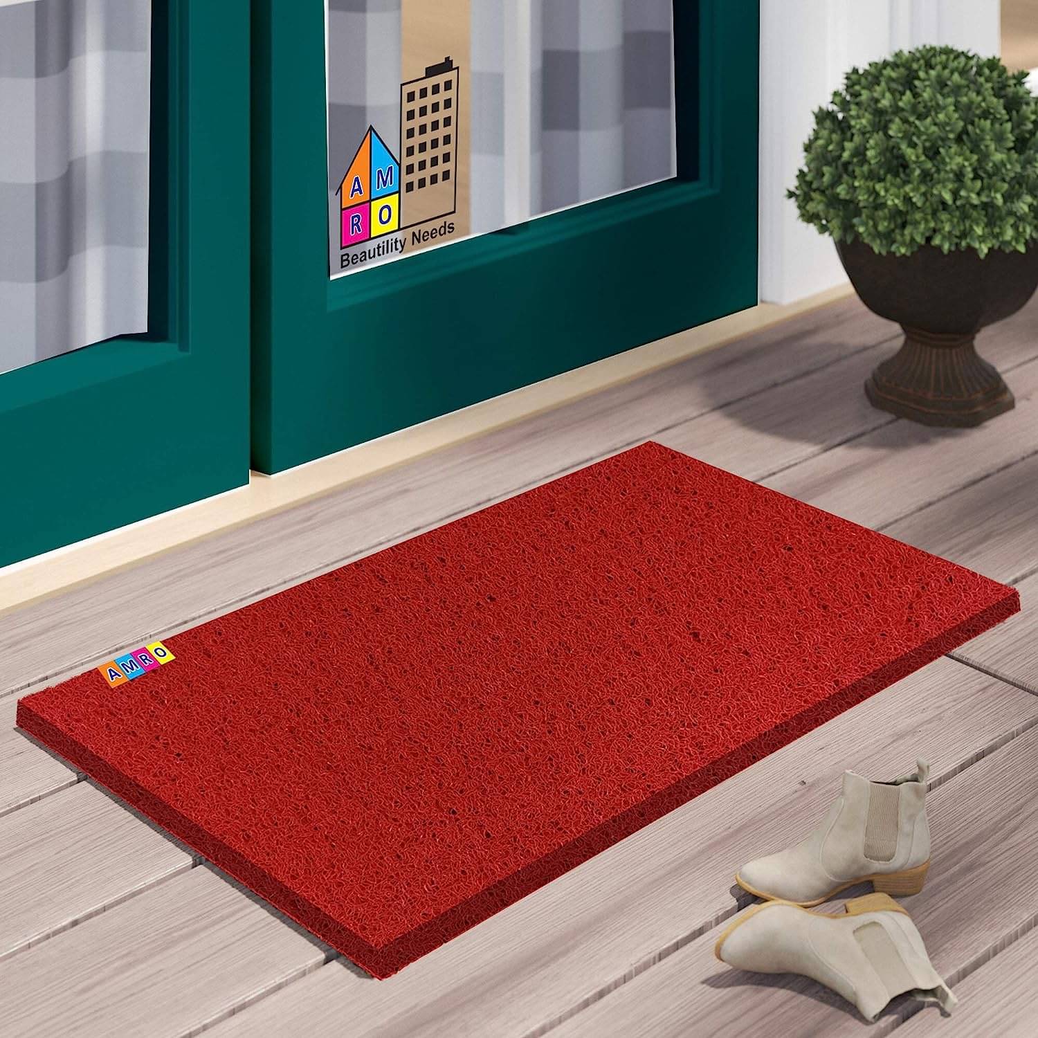    			AMRO Beautility Needs - Anti-skid rubber Door Mat ( 60 X 40 cm ) Single - Red