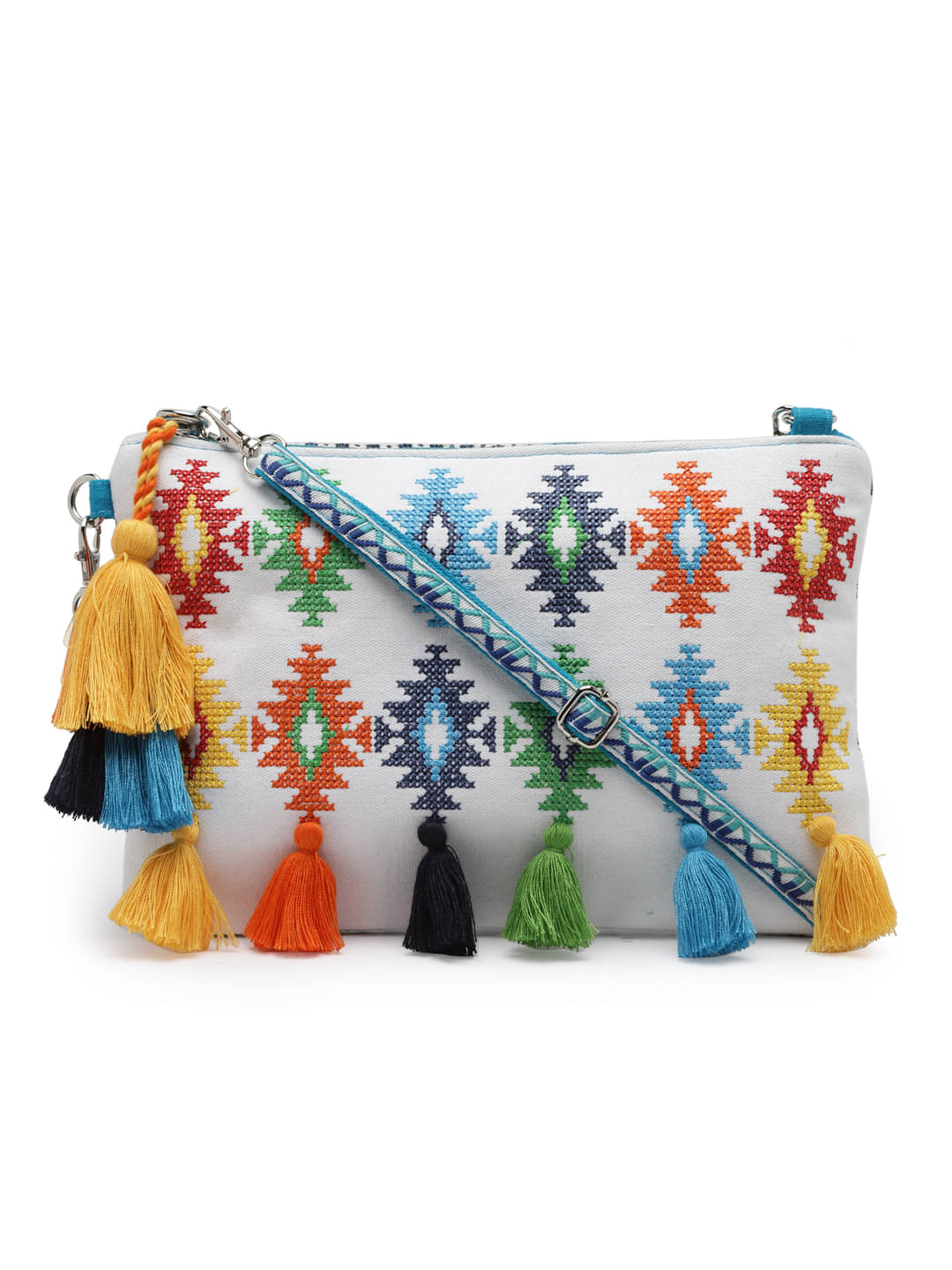     			Anekaant Sling Bag Cotton Set of 1 ( White )