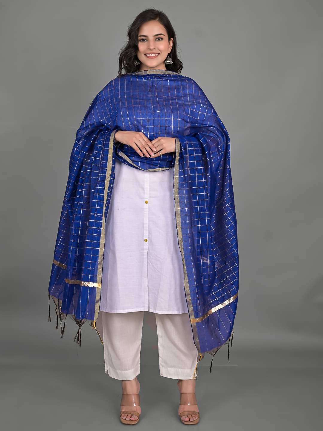     			Apratim - Blue Chanderi Women's Dupatta - ( Pack of 1 )