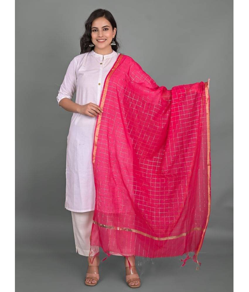 Apratim - Pink Chanderi Women's Dupatta - ( Pack of 1 )     			Apratim - Pink Chanderi Women's Dupatta - ( Pack of 1 )