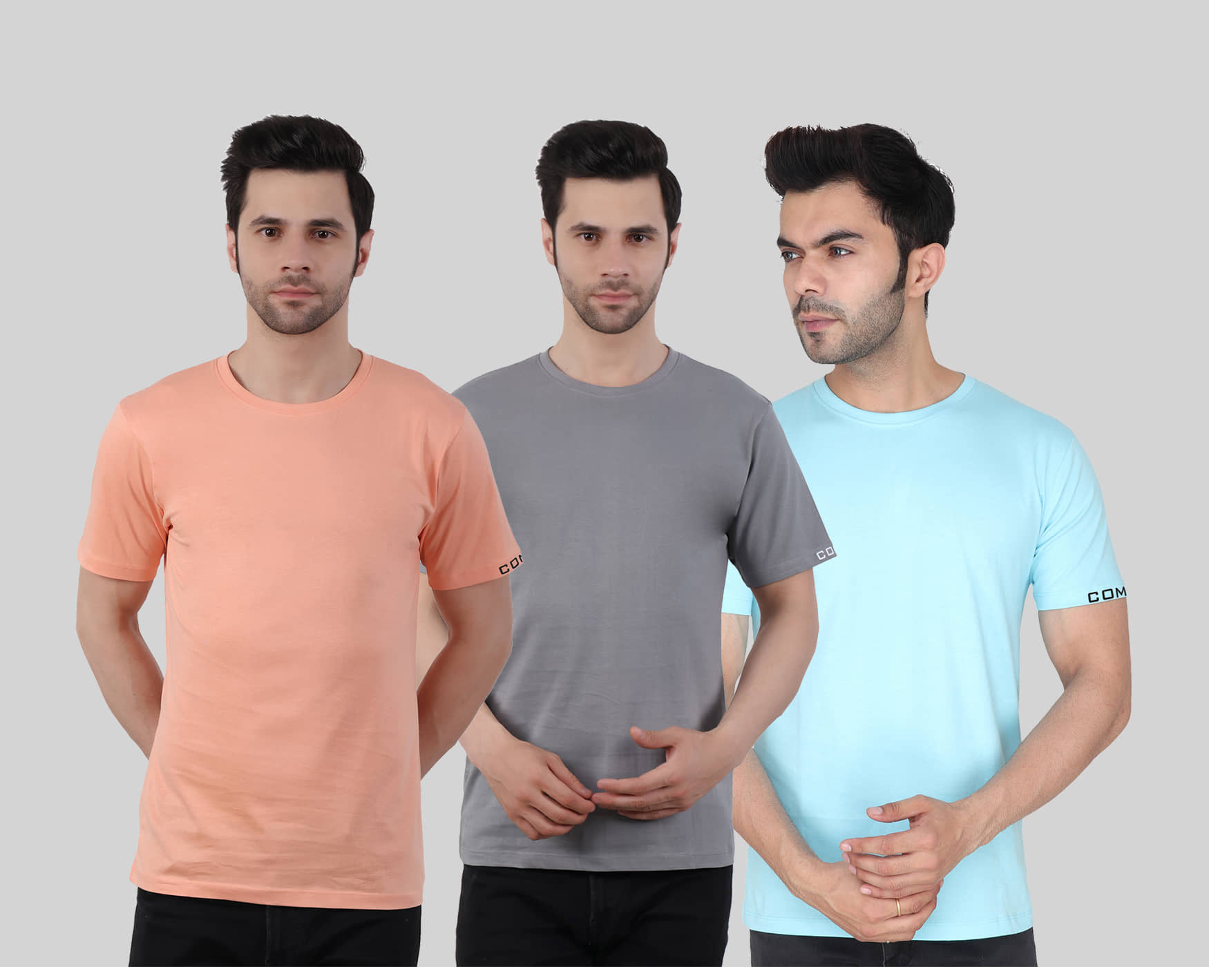 Comey Pack of 3 100% Cotton Regular Fit Men's T-Shirt ( Multicolor )