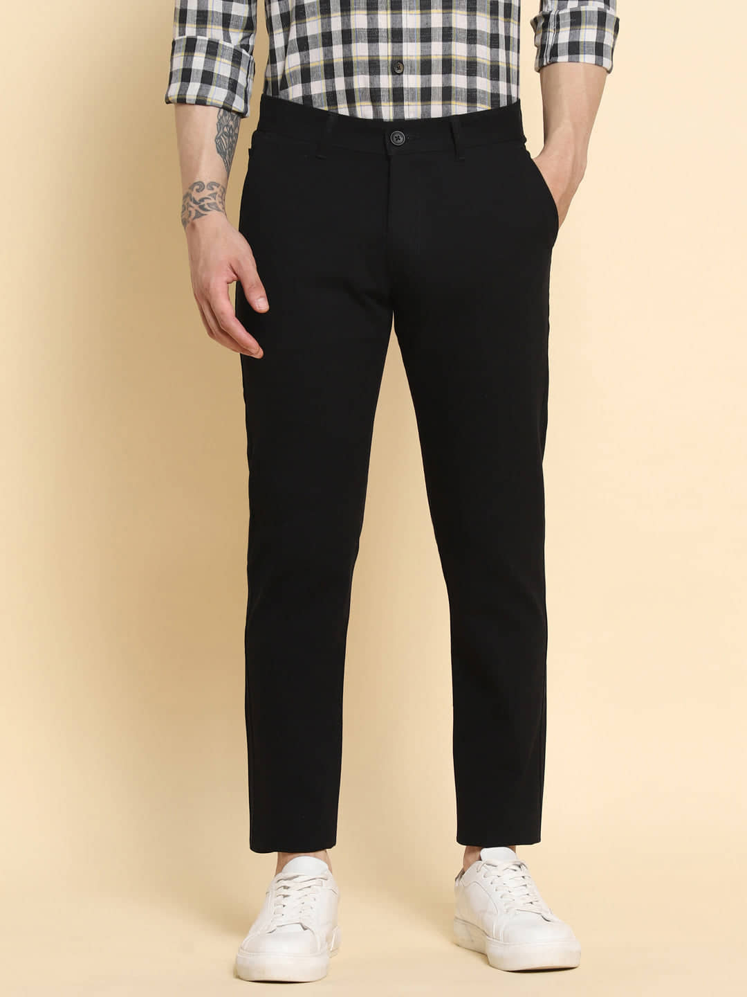 Dennis Lingo Black Slim Chinos ( Pack of 1 ) - Trousers | Buy online on ZillyBuy