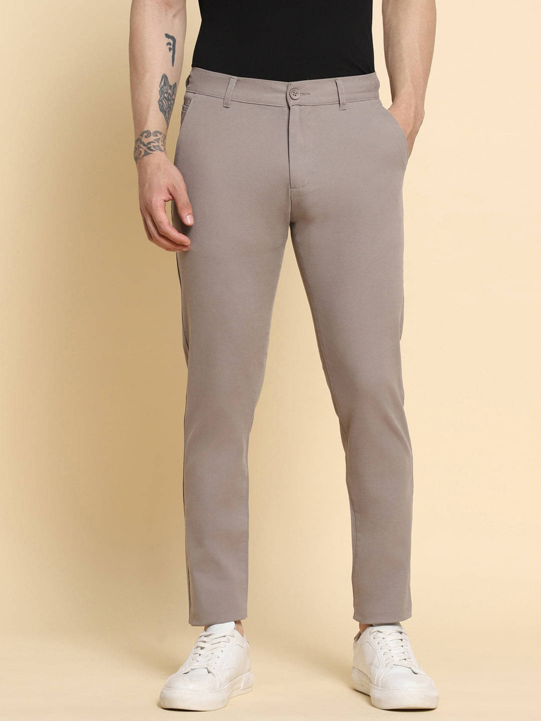     			Dennis Lingo Light Grey Slim Chinos ( Pack of 1 )