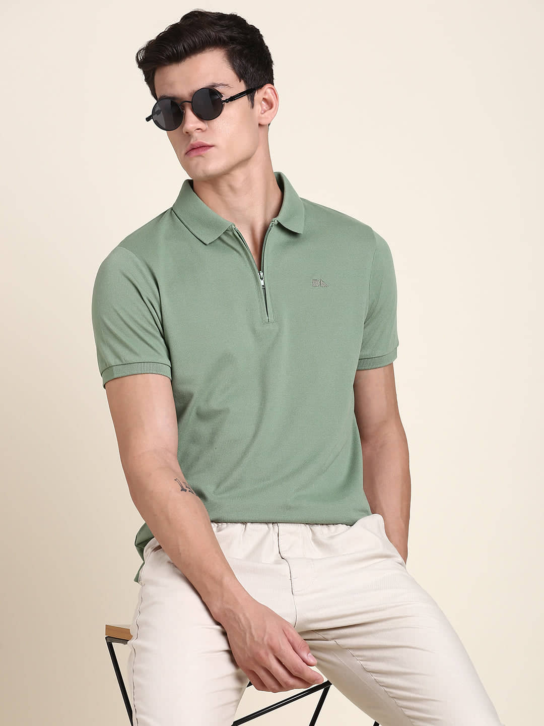 Dennis Lingo - Olive Cotton Blend Slim Fit Men's Polo T Shirt ( Pack of 1 )