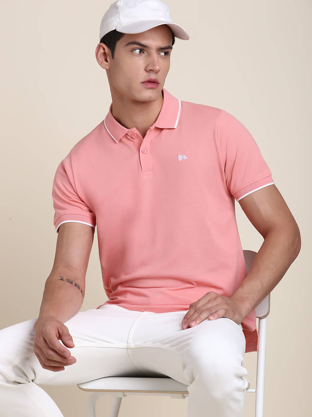 Dennis Lingo - Pink Cotton Blend Slim Fit Men's Polo T Shirt ( Pack of 1 )