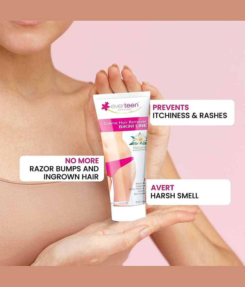 Everteen Natural Bikini Line Hair Remover Creme for Women, Twin Pack (50g + 50 g)