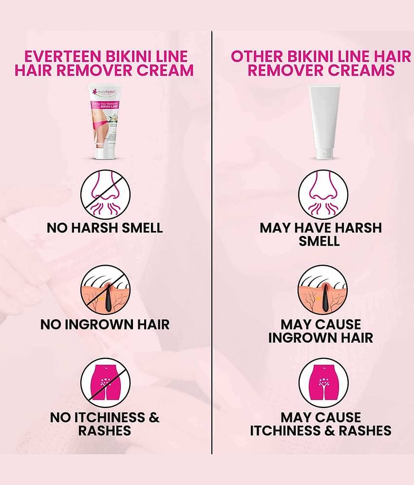 Everteen Natural Bikini Line Hair Remover Creme for Women, Twin Pack (50g + 50 g)