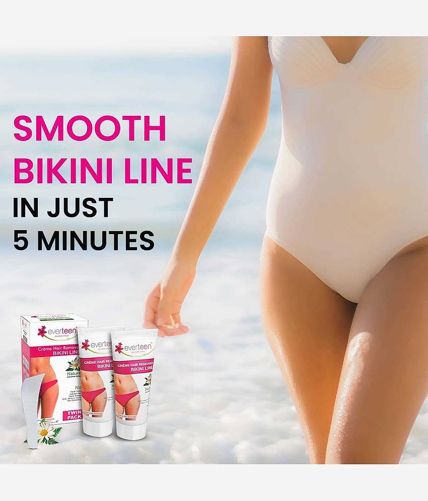 Everteen Natural Bikini Line Hair Remover Creme for Women, Twin Pack (50g + 50 g)