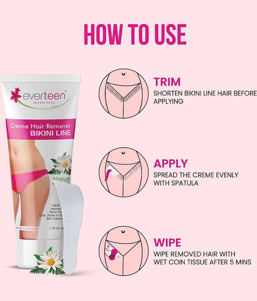 Everteen Natural Bikini Line Hair Remover Creme for Women, Twin Pack (50g + 50 g)