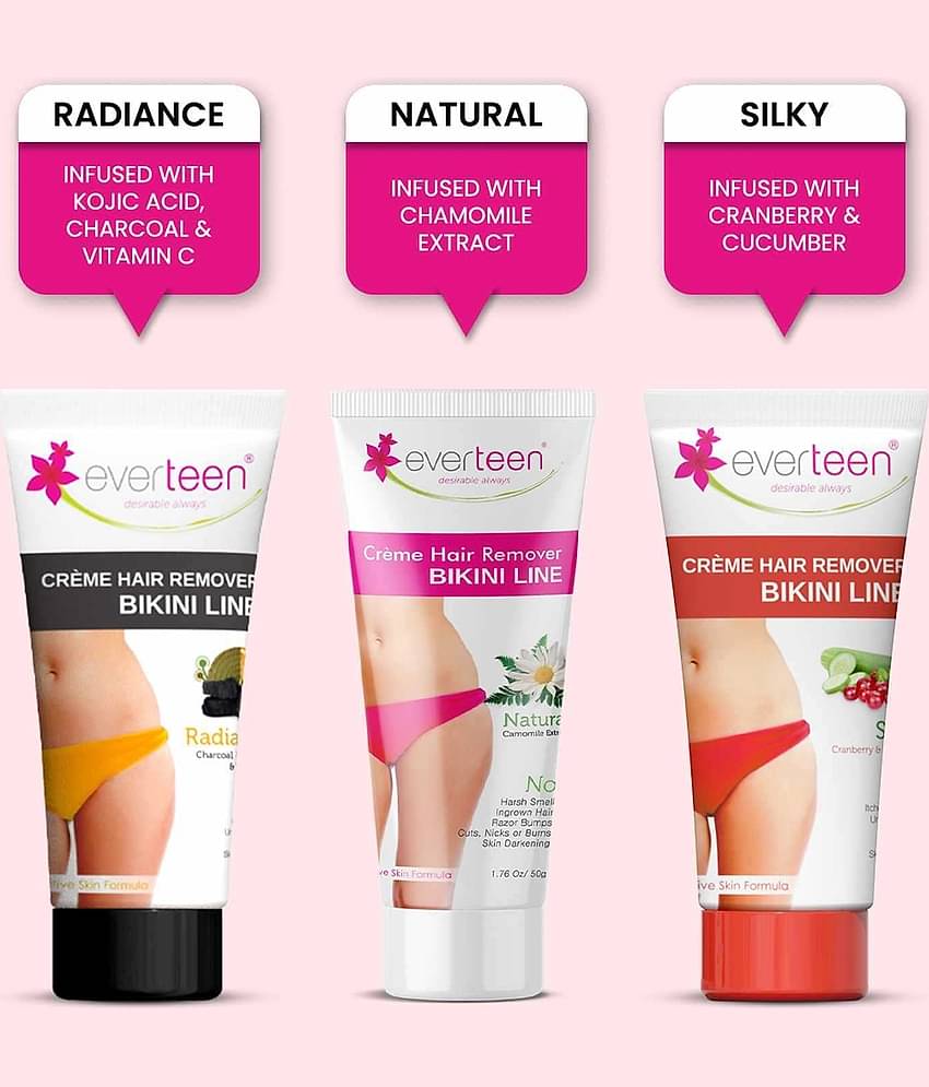 Everteen Natural Bikini Line Hair Remover Creme for Women, Twin Pack (50g + 50 g)