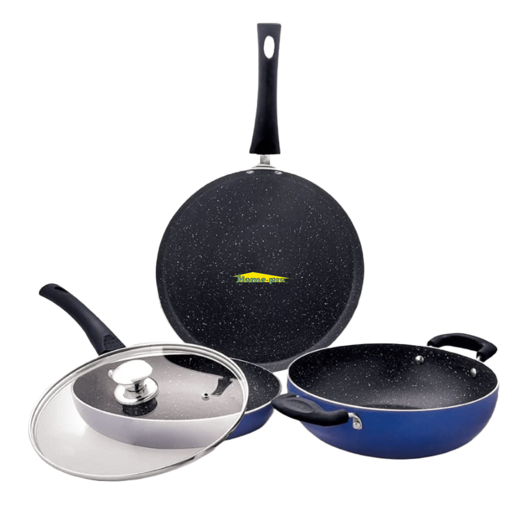 HomePro - Aluminium Non-Stick Pan Set ml ( Pack of 3 ) - Cookware | Buy online on ZillyBuy