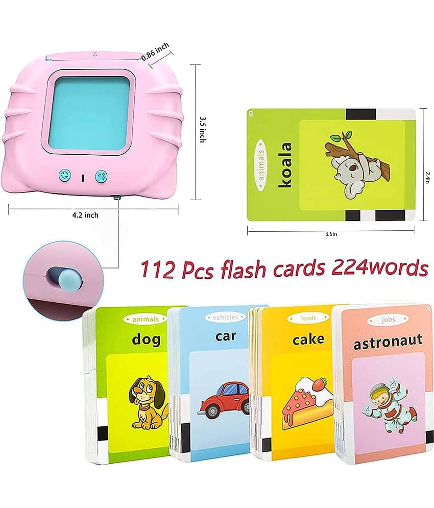 Kidsaholic Talking Flash Card Learning Device Toy Early Learning 224 Words Sounds Music Playing Game - USB Rechargeable for Kids (1-6 Years) Toddlers Preschool Education (Free subscription of kids Educational worksheets)