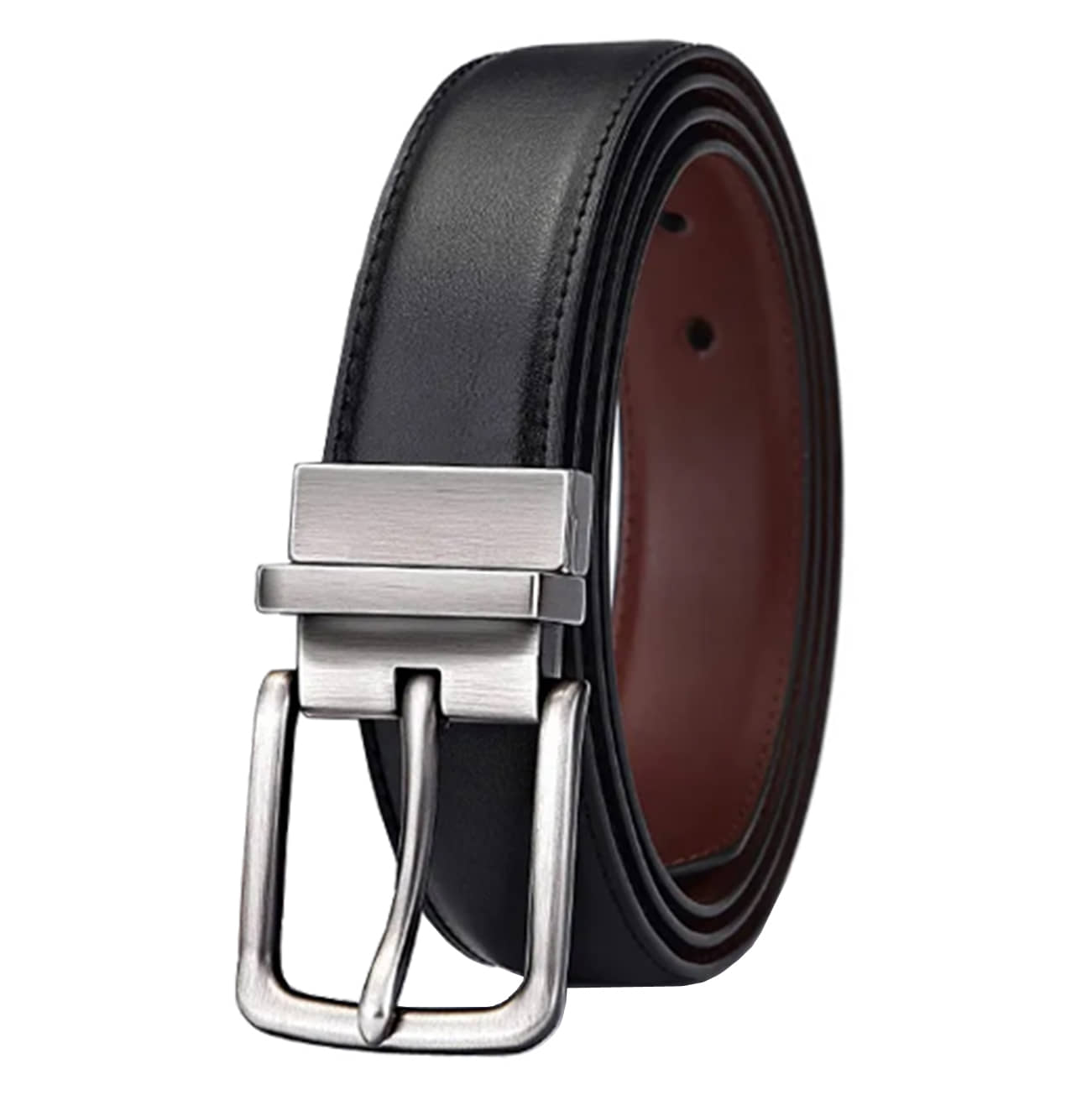 Loopa - Black Faux Leather Men's Reversible Belt ( Pack of 1 )